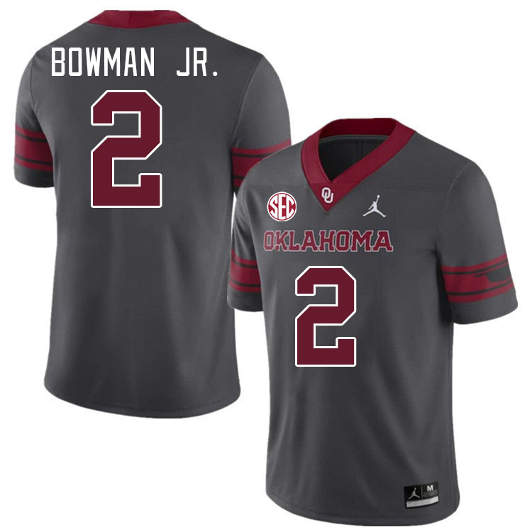 #2 Billy Bowman Jr. Oklahoma Sooners 2024 SEC Conference College Football Jerseys-Charcoal